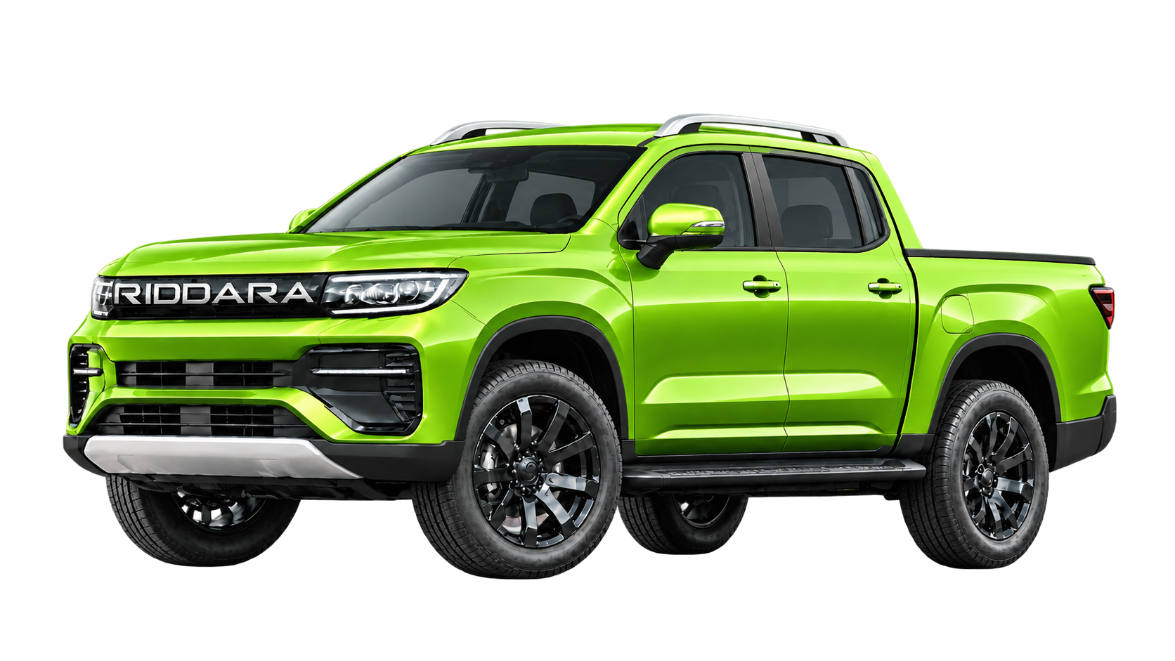 Riddara electric double cab pickup in electric green
